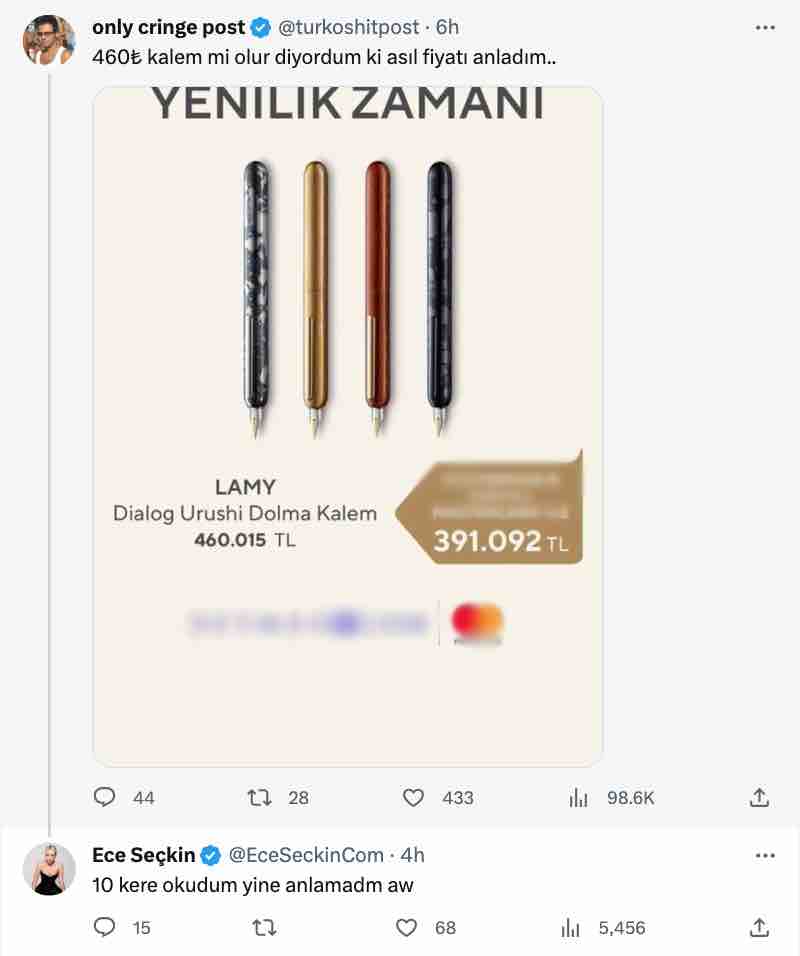 kalemin fiyati sosyal medyada gundem oldu bu fiyata kalem mi olur